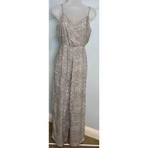 Khush XS Jumpsuit gray flowy Pockets animal print‎ womens Snakeskin